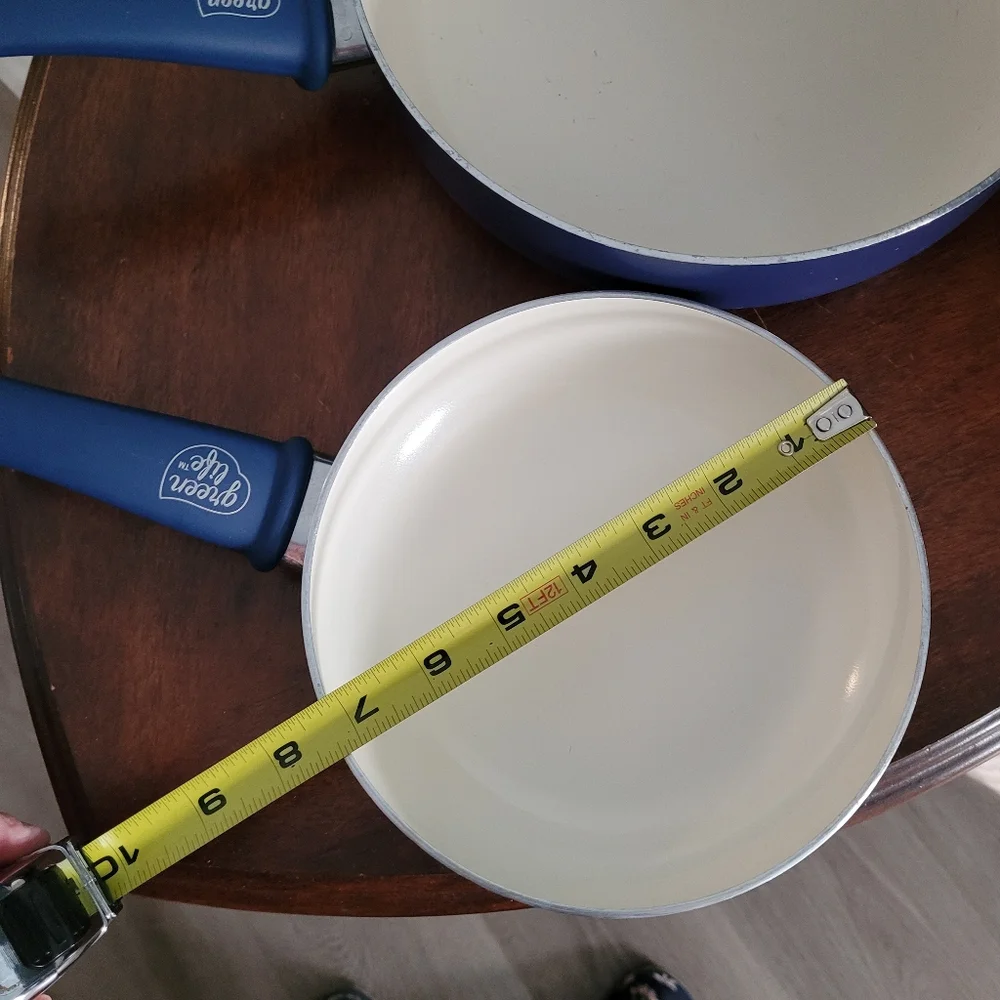 Green Life Ceramic Fry Pan 2 piece Set In Blue